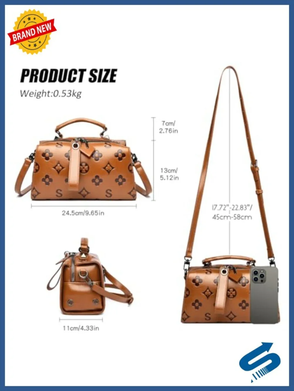 Faux Leather Embossed Crossbody Handbag Satchel Purse Shoulder Bag Tote Clutch